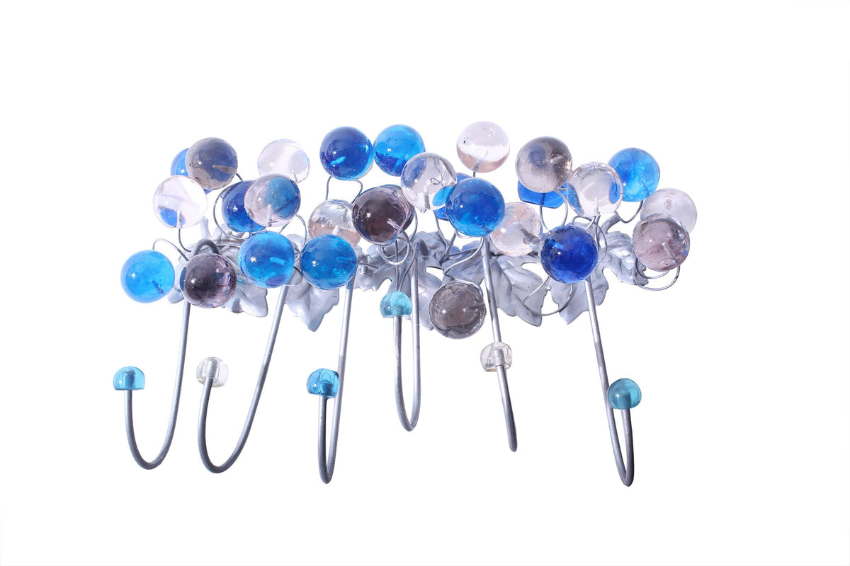 Decorative Wall Hooks, Coat rack with blue, gray and clear bubbles, decorative wall hanger.
