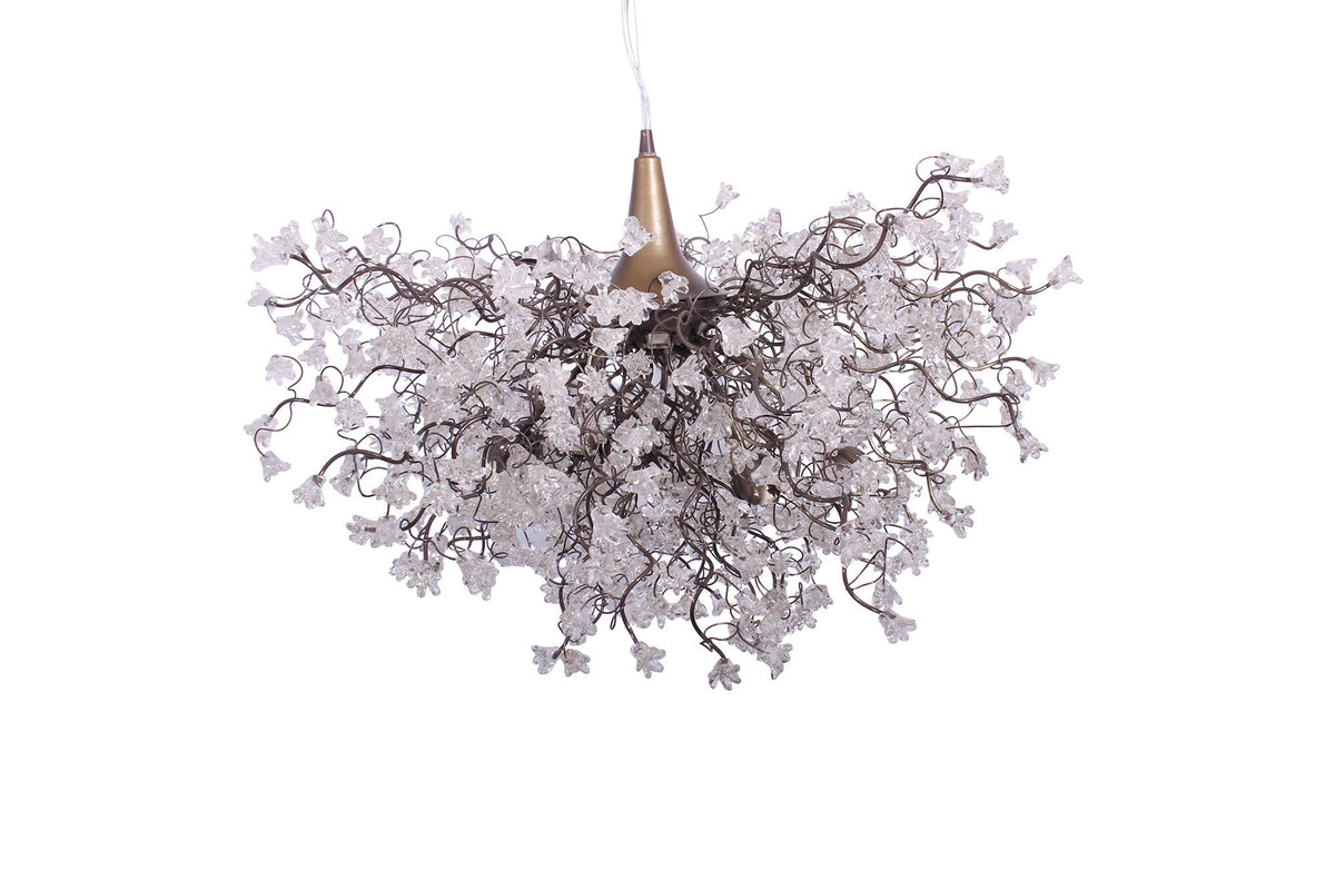 Large Ceiling Light Fixture Chandelier with clear flowers for Living Room, Dining Room table or bedroom- elegant lighting.