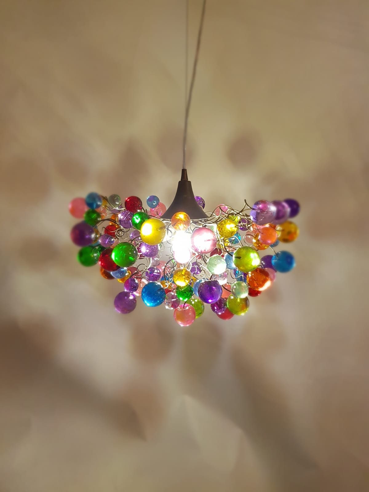 Multicolored Resin Bubble Chandelier: Handmade Hanging Light