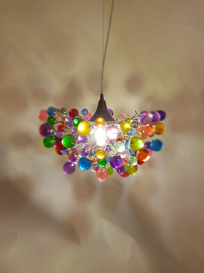 Multicolored Resin Bubble Chandelier: Handmade Hanging Light
