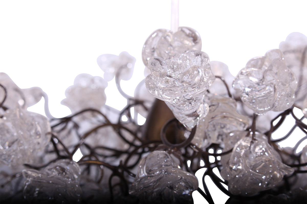 Clear Resin Flower Pendant Light - Bronze Wire Chandelier