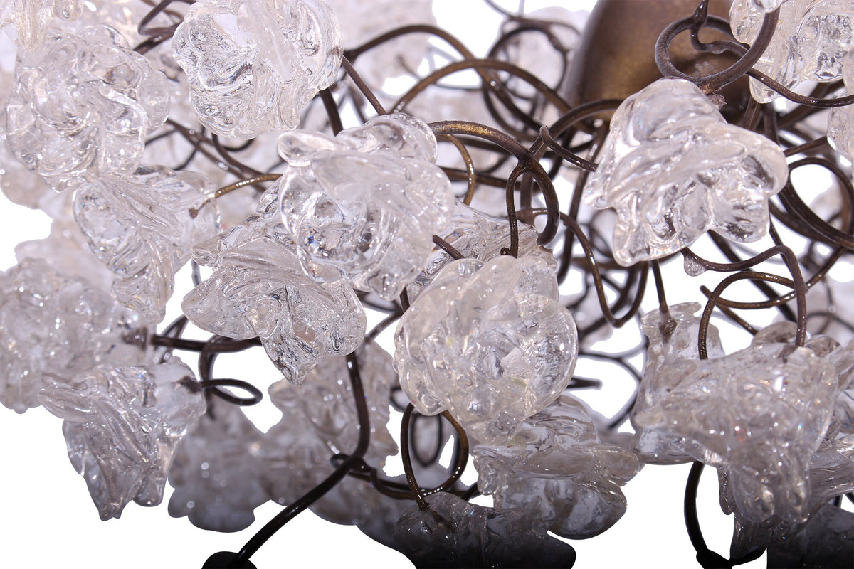 Clear Resin Flower Pendant Light - Bronze Wire Chandelier