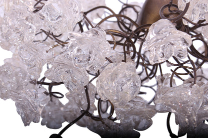 Clear Resin Flower Pendant Light - Bronze Wire Chandelier