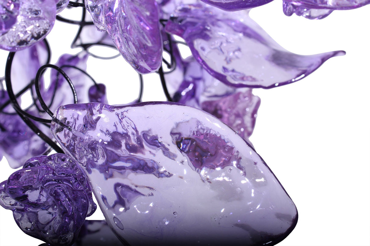 Unique Purple pendant lighting, Ceiling Pendant lights with flowers and leaves.