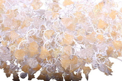 Hanging chandeliers with light gold and clear color flowers and leaves for Dining Room