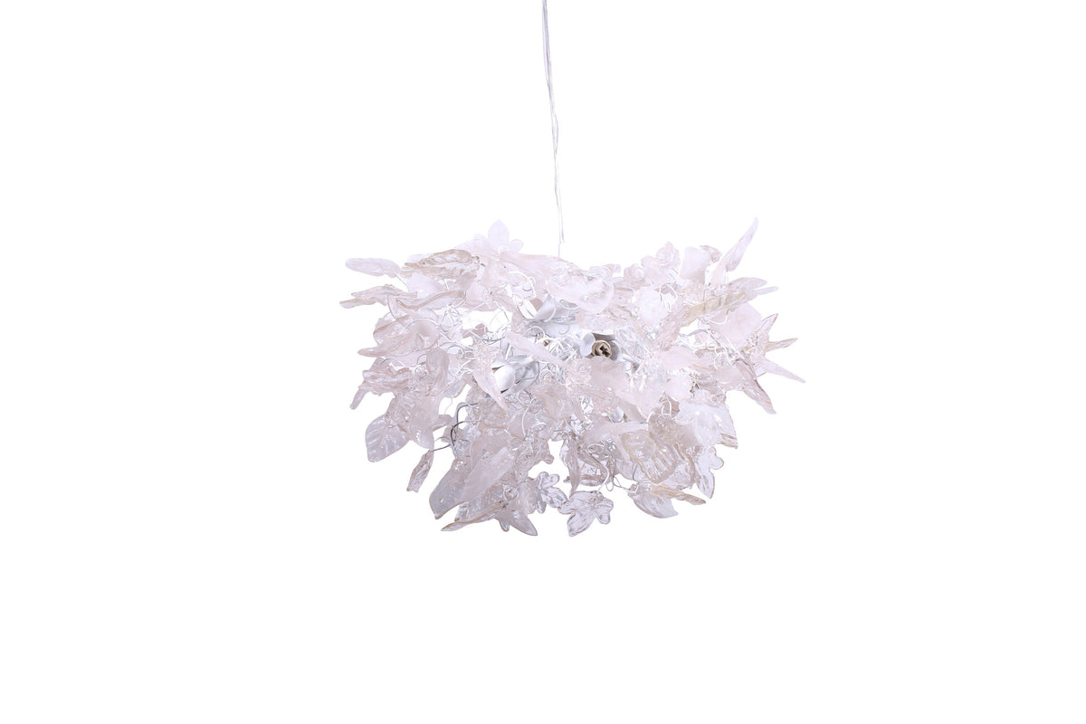 Hanging ceiling Light with white and clear leaves and flowers for Dining table or living room