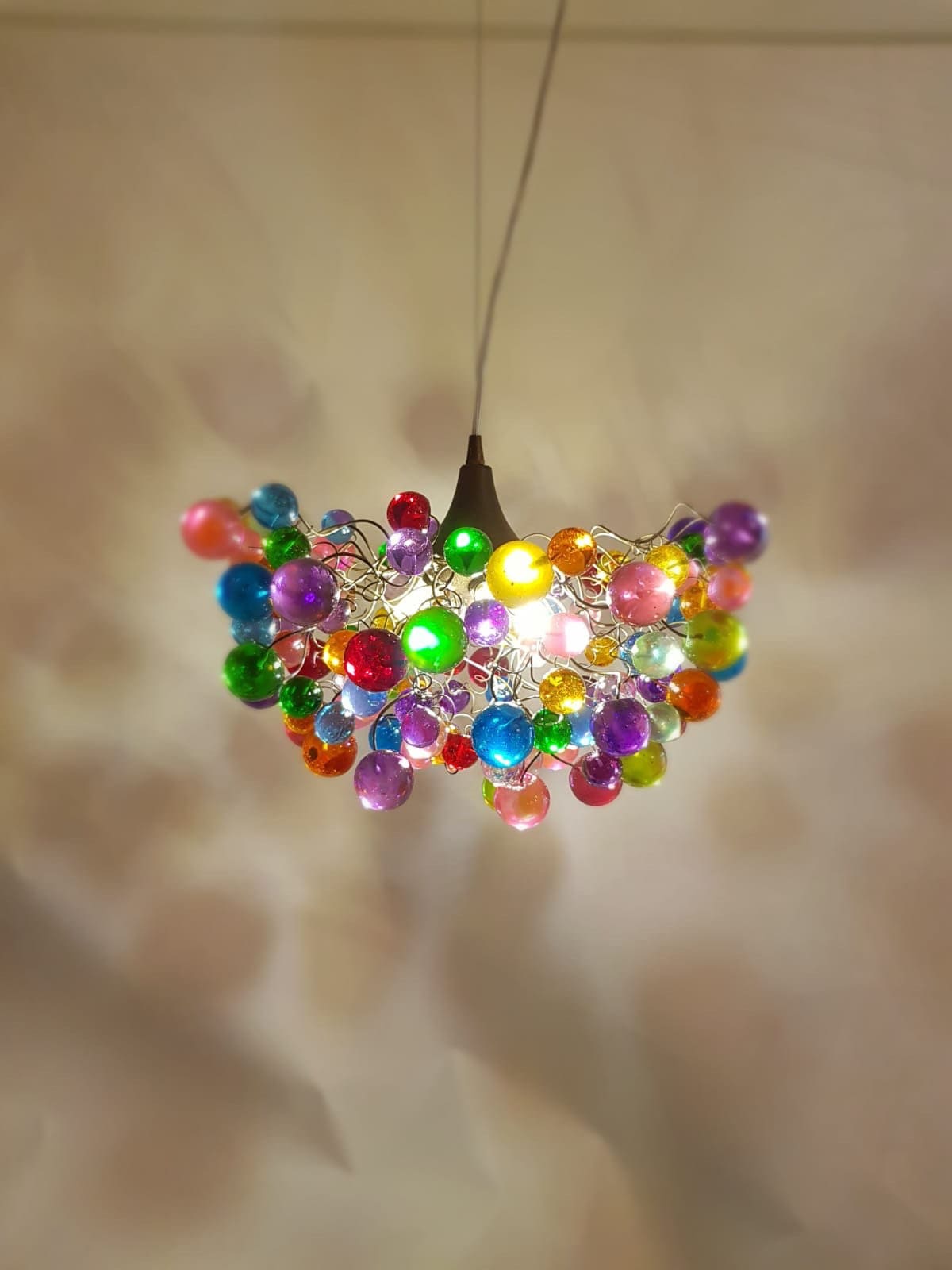 Multicolored Resin Bubble Chandelier: Handmade Hanging Light