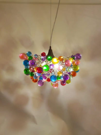 Multicolored Resin Bubble Chandelier: Handmade Hanging Light