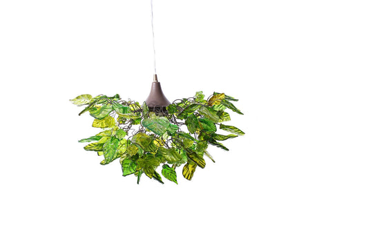 Lighting hanging chandeliers with green flowers and leaves, for Dining Room, hall or bedroom.