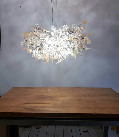 Hanging Ciling Light, Hanging Chandeliers with Gold leaves and flowers for Dining table or living room