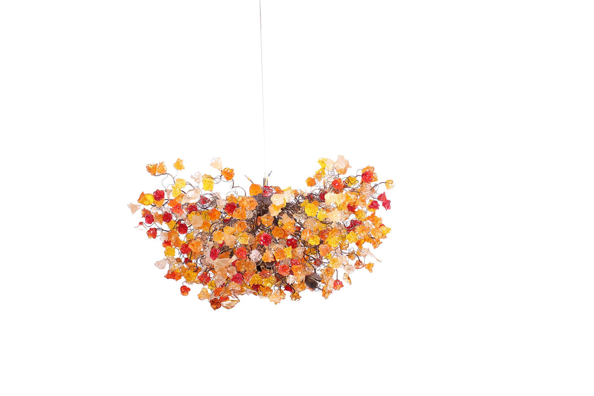 Hanging chandeliers with autumn color flowers and leaves for Dining Room, bedroom or living room.
