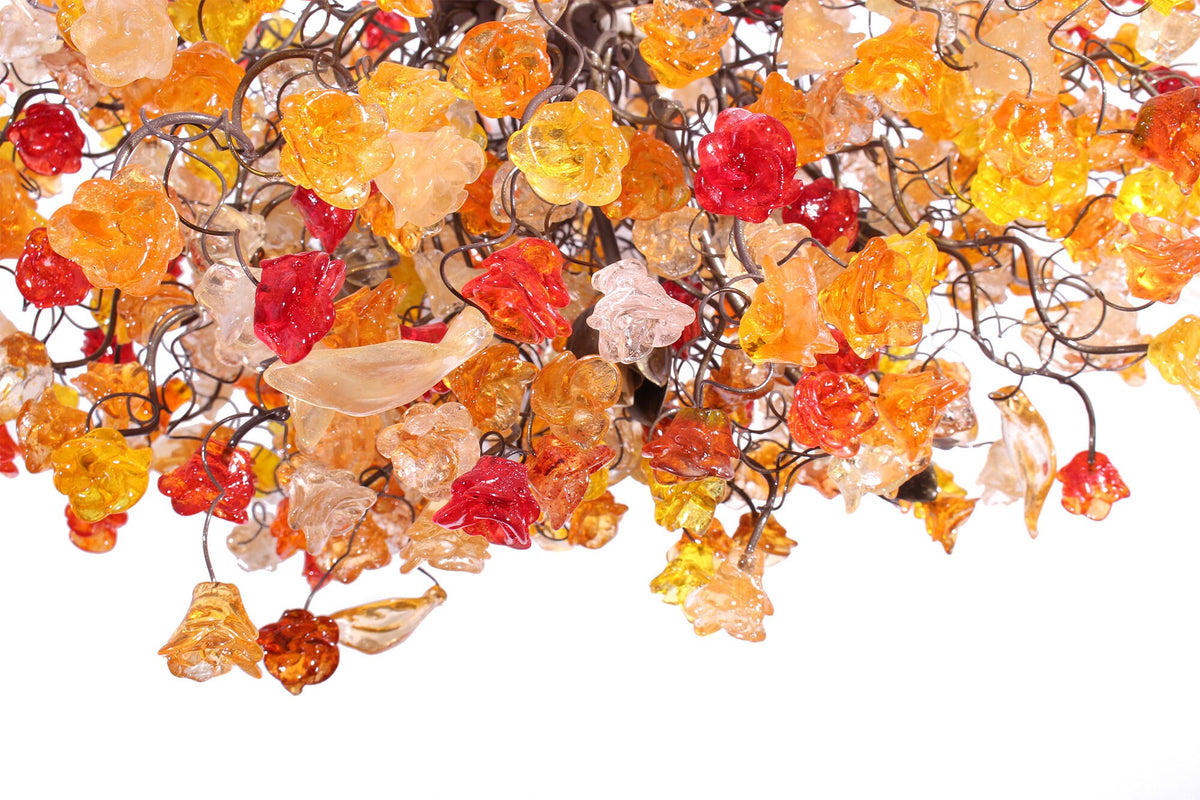Hanging chandeliers with autumn color flowers and leaves for Dining Room, bedroom or living room.