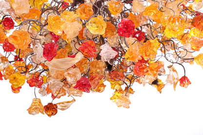 Hanging chandeliers with autumn color flowers and leaves for Dining Room, bedroom or living room.