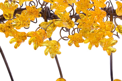 Unique hooks Coat Rack, Wall Hook with yellow resin flowers and leaves, decorative wall hanger.