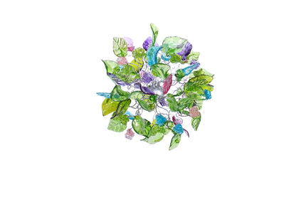 Pendant light with green flowers and leaves for hall, bathroom or as a bedside lamp - a unique lighting.