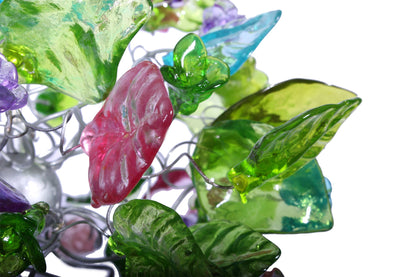 Pendant light with green flowers and leaves for hall, bathroom or as a bedside lamp - a unique lighting.