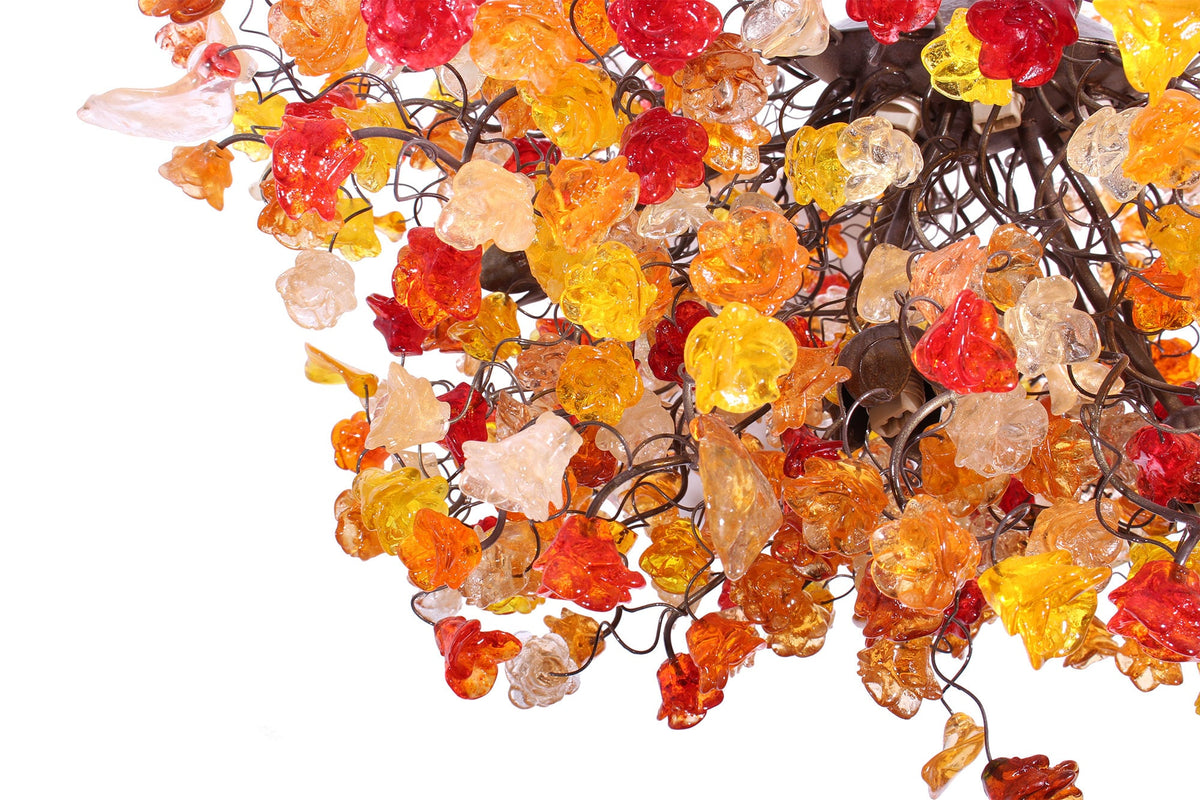 Hanging chandeliers with autumn color flowers and leaves for Dining Room, bedroom or living room.