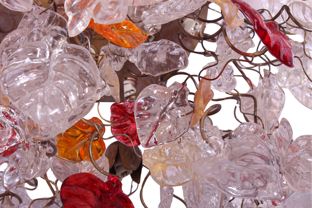 Red Floral Flush Mount Ceiling Light: Resin Flowers Leaves Kitchen Dining Room Lighting