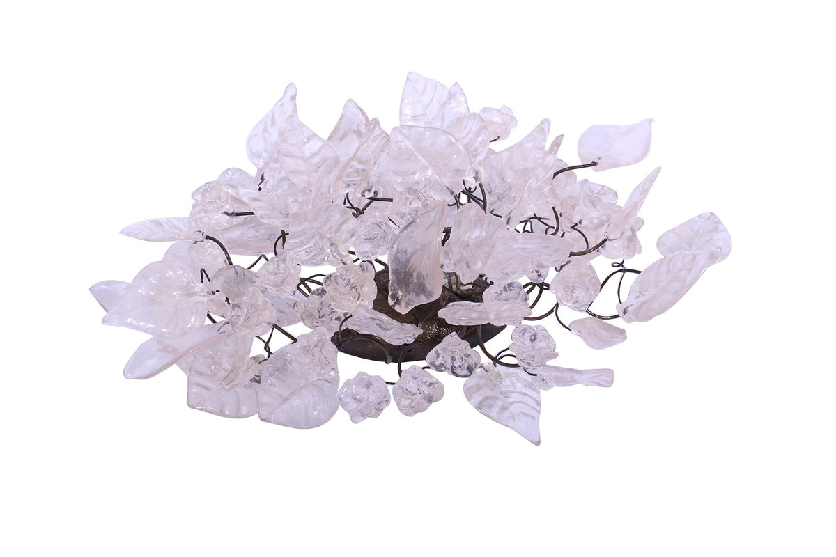 Bronze Sconce With Whimsical Resin Leaves In White & Clear