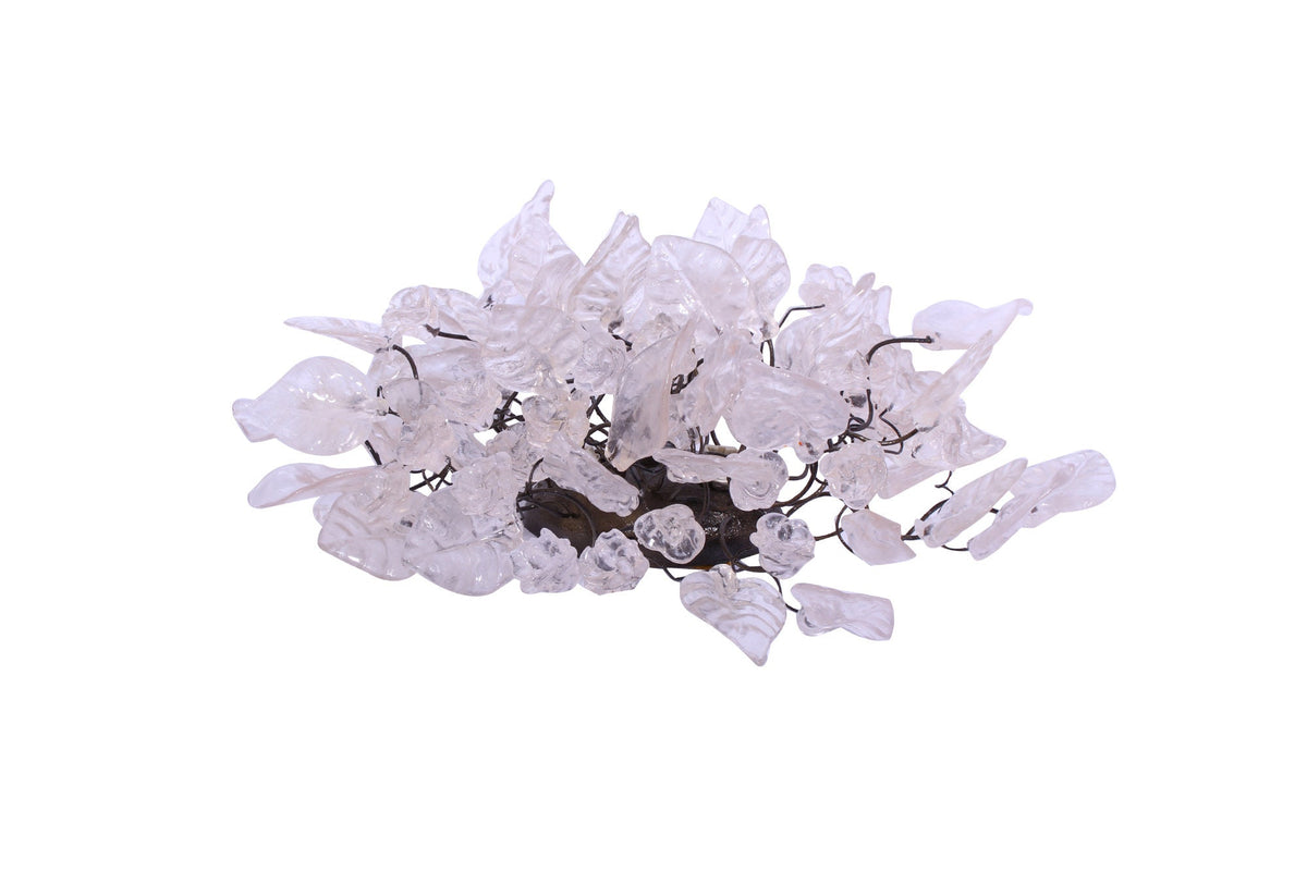 Bronze Sconce With Whimsical Resin Leaves In White & Clear