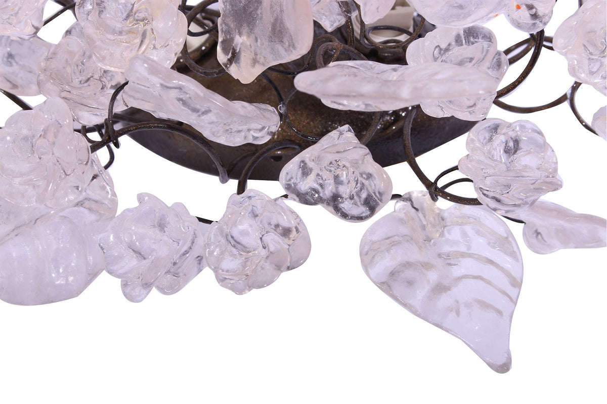 Bronze Sconce With Whimsical Resin Leaves In White & Clear
