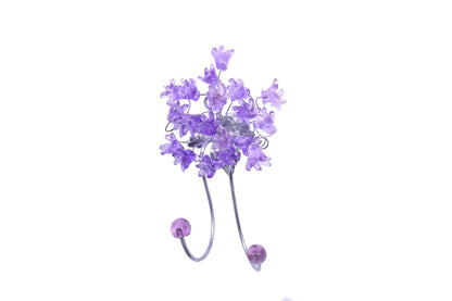 Wall Hook with purple resin flowers decorative wall hanger for towel, cloths keys.