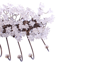 Unique hooks Coat Rack, Wall Hook with clear transparent resin flowers and leaves, decorative wall hanger.