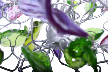 Pendant light with green flowers and leaves for hall, bathroom or as a bedside lamp - a unique lighting.