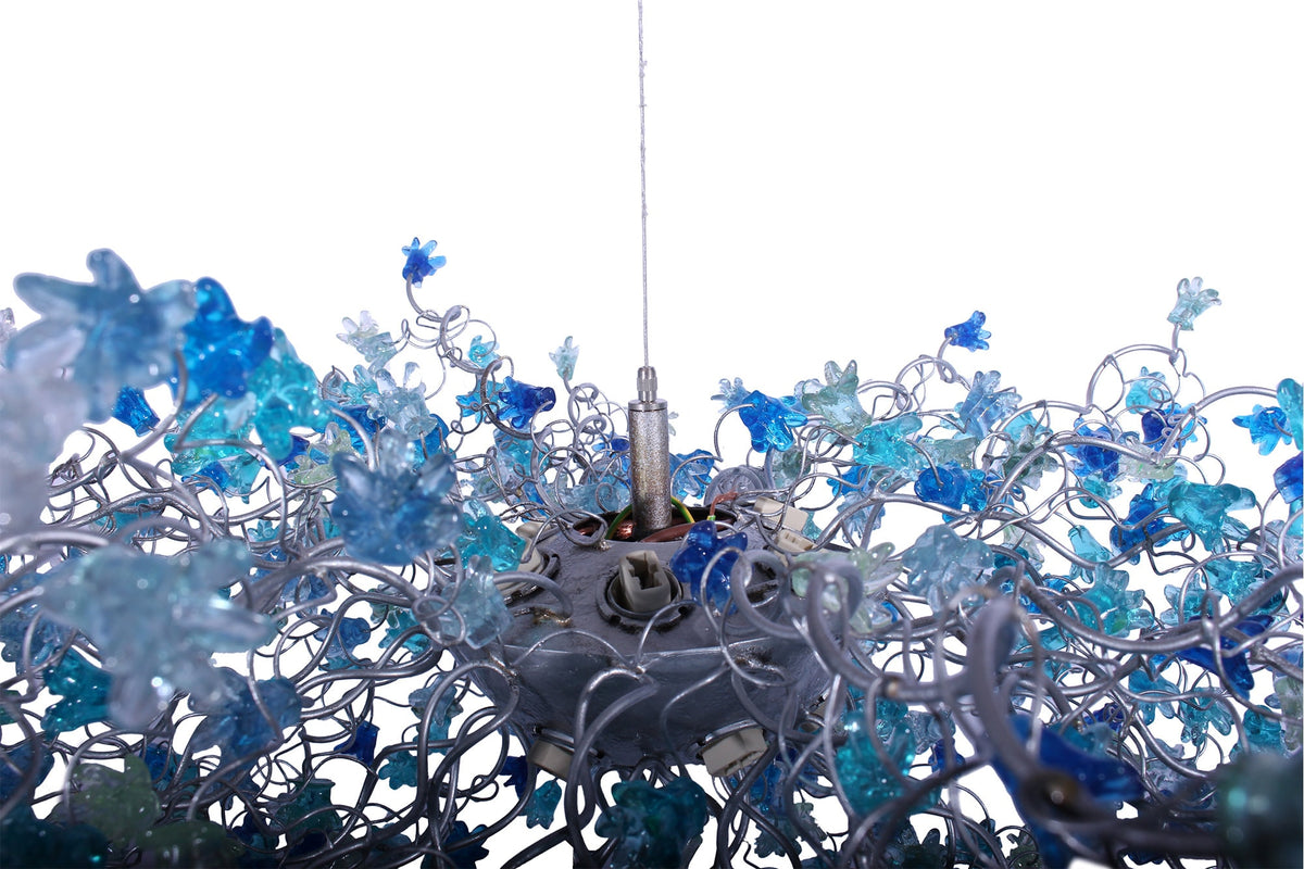 Grand Blue & Gray Flower Light Chandelier