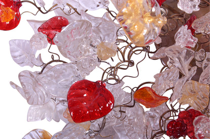 Red Floral Flush Mount Ceiling Light: Resin Flowers Leaves Kitchen Dining Room Lighting