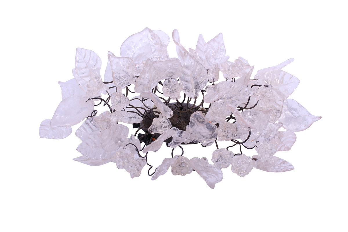 Bronze Sconce With Whimsical Resin Leaves In White & Clear