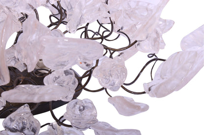 Bronze Sconce With Whimsical Resin Leaves In White & Clear