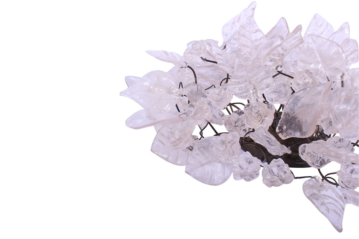 Bronze Sconce With Whimsical Resin Leaves In White & Clear