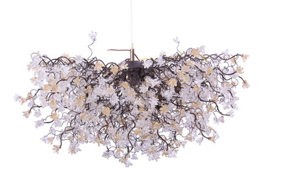 Modern Ceiling Floral Chandelier: Large Clear Gold Resin Flower Dining Room Pendant Lighting