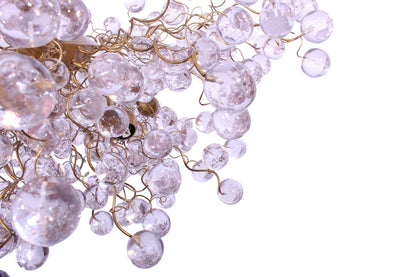 Large Modern Chandelier: Clear Resin Bubble Hanging Globe Light 30 inch