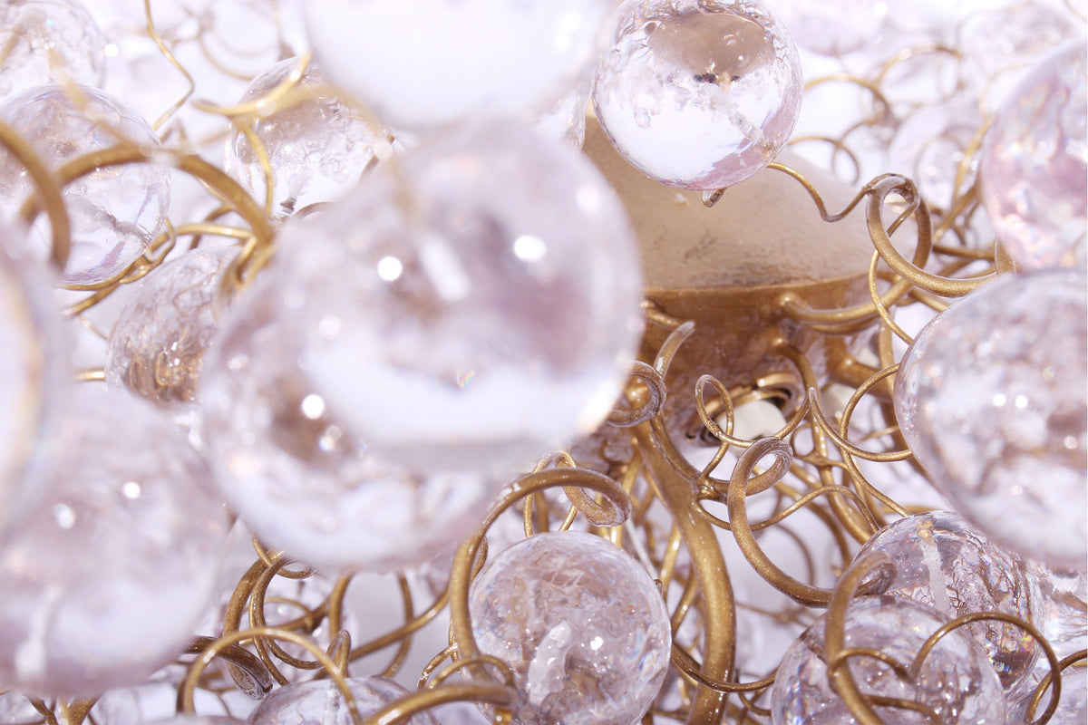 Large Modern Chandelier: Clear Resin Bubble Hanging Globe Light 30 inch