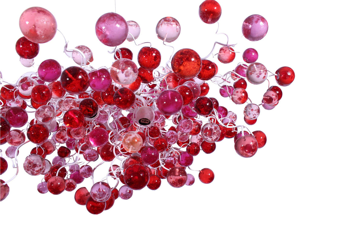 Modern Hanging oval chandeliers with red and pink bubbless for Dining Room, or living room - elegant lighting