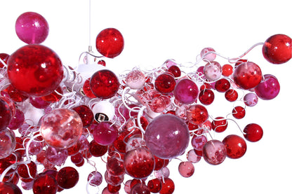 Modern Hanging oval chandeliers with red and pink bubbless for Dining Room, or living room - elegant lighting