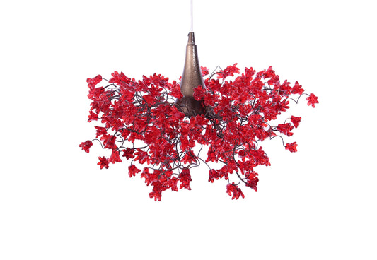 Unique Lighting hanging chandeliers with Red jumping flower for bedroom or living room.