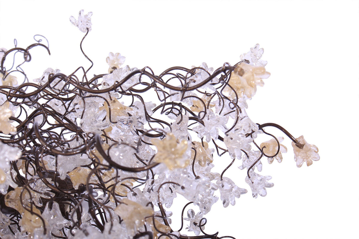 Modern Ceiling Floral Chandelier: Large Clear Gold Resin Flower Dining Room Pendant Lighting
