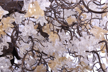 Modern Ceiling Floral Chandelier: Large Clear Gold Resin Flower Dining Room Pendant Lighting