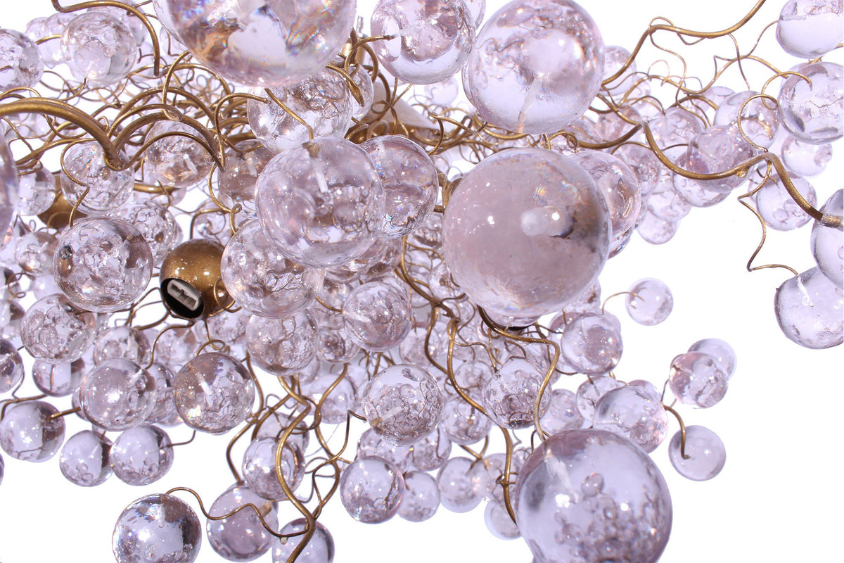 Large Modern Chandelier: Clear Resin Bubble Hanging Globe Light 30 inch