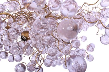 Large Modern Chandelier: Clear Resin Bubble Hanging Globe Light 30 inch