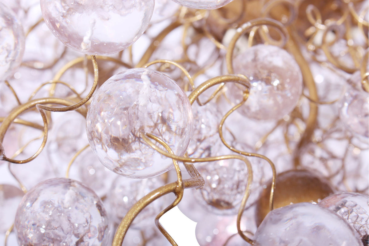 Large Modern Chandelier: Clear Resin Bubble Hanging Globe Light 30 inch