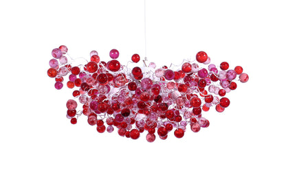 Modern Hanging oval chandeliers with red and pink bubbless for Dining Room, or living room - elegant lighting
