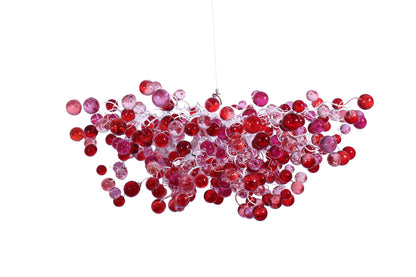 Modern Hanging oval chandeliers with red and pink bubbless for Dining Room, or living room - elegant lighting