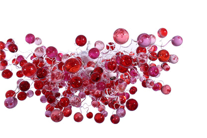 Modern Hanging oval chandeliers with red and pink bubbless for Dining Room, or living room - elegant lighting