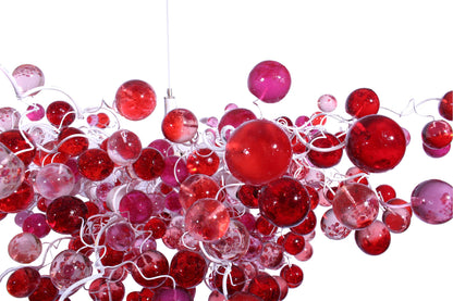 Modern Hanging oval chandeliers with red and pink bubbless for Dining Room, or living room - elegant lighting
