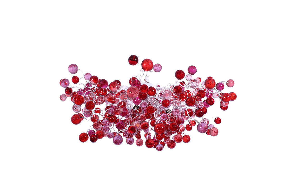 Modern Hanging oval chandeliers with red and pink bubbless for Dining Room, or living room - elegant lighting