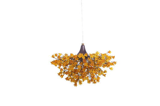 Yellow Chandeliers with flowers, yellow hanging lamp for living room